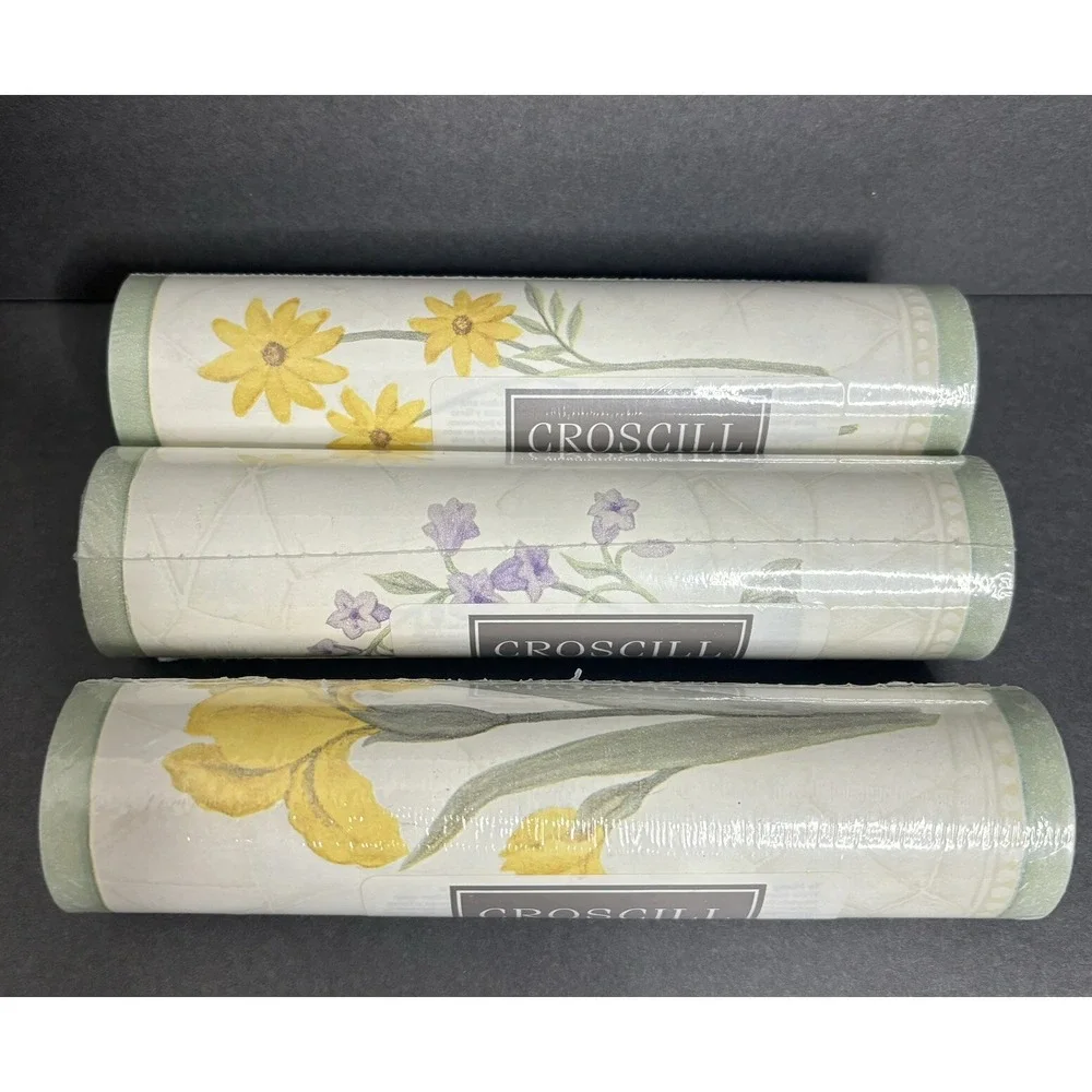 Croscill Wallpaper Border Veronica 5 Yards Floral Wildflowers Set of 3 NEW
